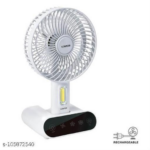 DP 7624 Rechargeable Mini Fan with LED Lamp – USB Touch Control