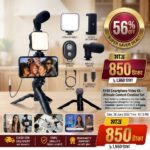 AY49 Smartphone Video Kit – LED Light, Microphone & Tripod Holder Set