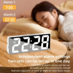 LED Mirror Digital Alarm Clock Table Clock Desktop Clock With Temperature Display - Image 2