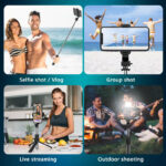 Q07 Selfie Stick Tripod with Fill Light & Bluetooth Remote – 100cm Foldable Phone Stand - Image 4