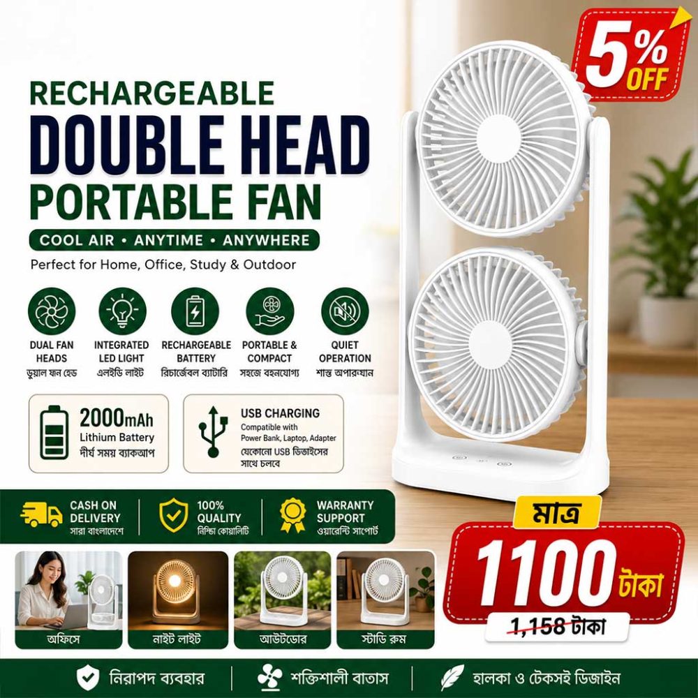Double-Head High Wind Air Circulation Desktop Fan