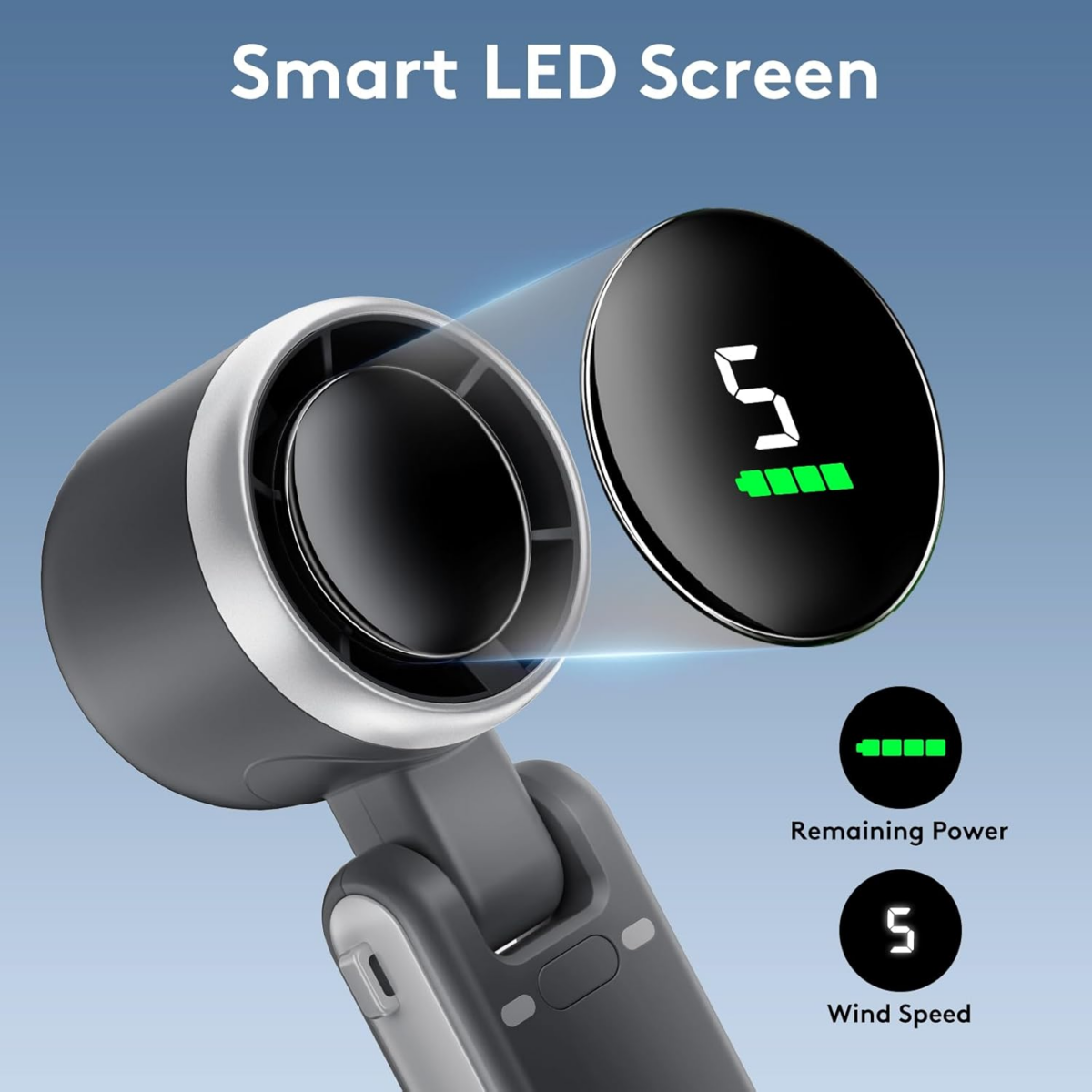 Mini Turbo Fan Portable Handheld Mini Fan Foldable Powerful Winds with 5 Speed