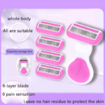Pink 6-Layer Lady Portable Shaver Travel Set Mini Razor Hair Removal Tool Shell Soap Travel Kit-HB038 - Image 3