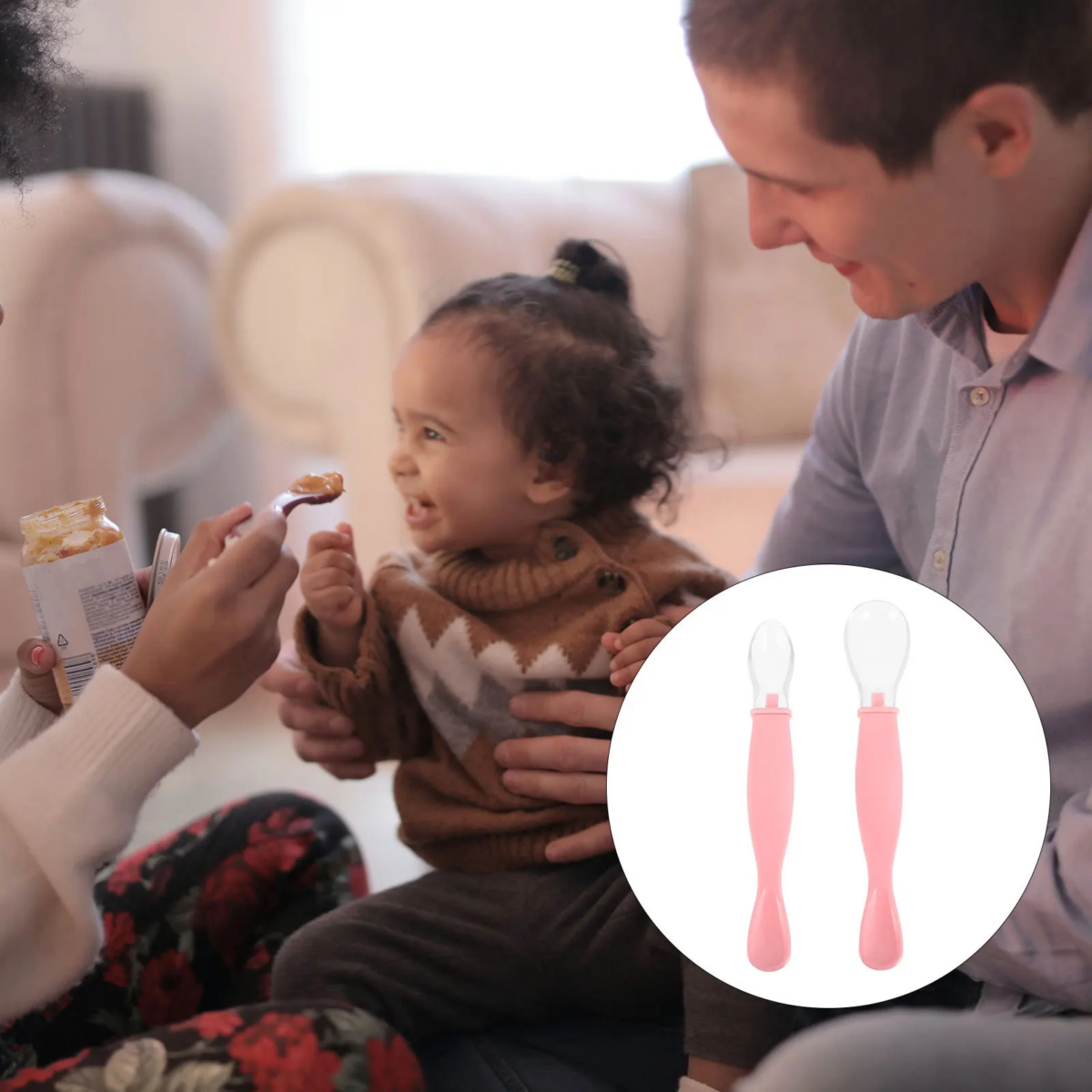 2Pcs Cute Baby Spoons Set Essential Silicone Feeding Spoons Compact Design for Kids - Image 3