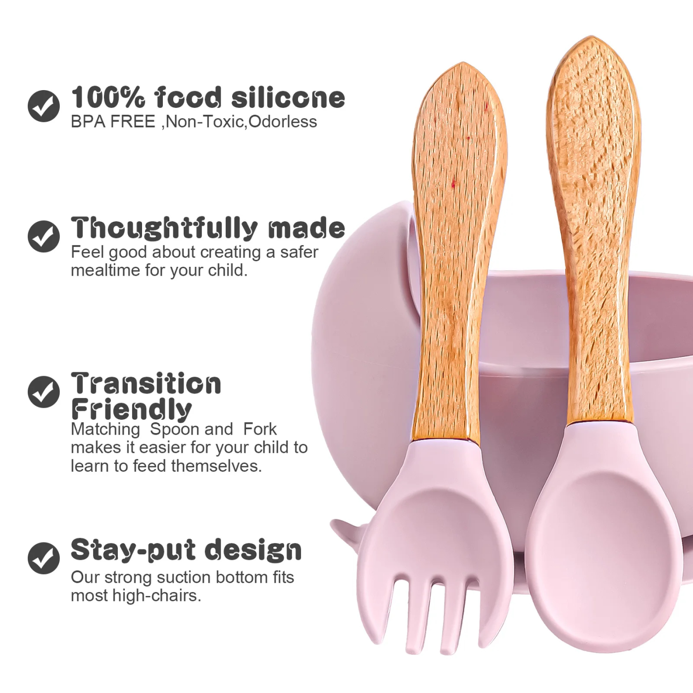 3PCS/Set Silicone Baby Feeding Bowl Tableware for Kids Waterproof Suction Bowl With Spoon - Image 3