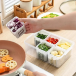 6-Grid Refrigerator Organizer Storage Box – Multi-Compartment Fridge Storage Container - Image 3