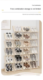 5 Layer Vertical Shoe Rack Space Saving Cabinet With Strong Load Bearing Stainless Steel Stand - Image 5