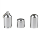 Waterproof Silver Cigarette Case & Capsule Holder with Keychain - Image 3