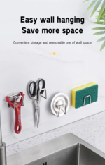 Kitchen Sponge Storage Rack for Sink Wall Hanging Stainless Steel Dish Cloth Sponge - Image 4