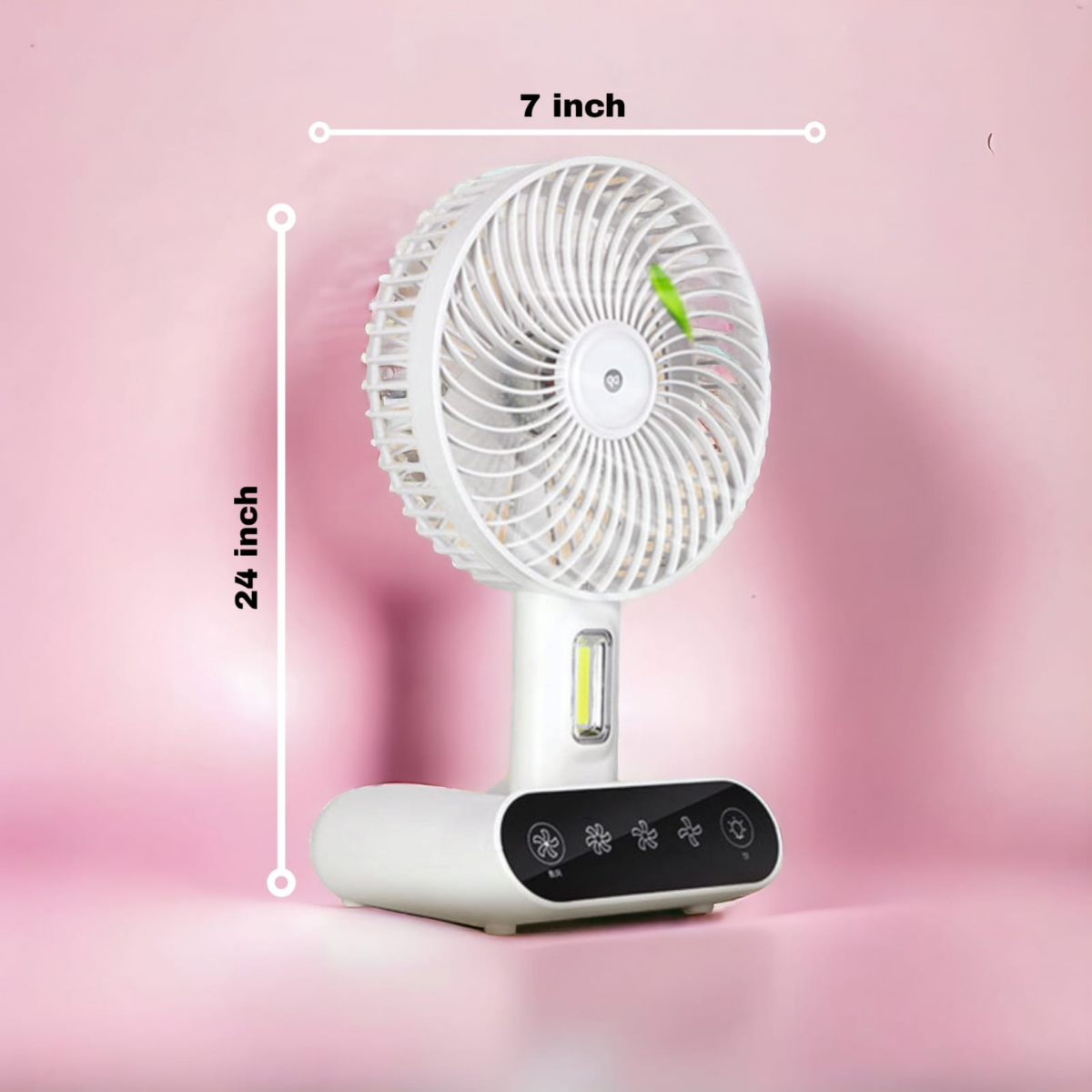 Rechargeable TableTouch Fan With Lamp USB Charging Portable Handheld 3 Gear Speed Desktop Mini Fan (DP 7624 ) - Image 3