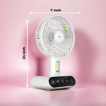 Rechargeable TableTouch Fan With Lamp USB Charging Portable Handheld 3 Gear Speed Desktop Mini Fan (DP 7624 ) - Image 3