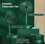 Portable Rechargeable Mini Fan with 180° Adjustable Head, 1200mAh Battery, Low Noise Brushless Motor & 3 Speed Touch Control – Green - Image 3
