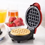 Mini Waffle Maker Baking Pan Pancake Heating Breakfast Making Machine Red - Image 3