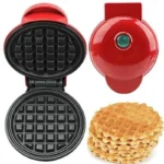 Mini Waffle Maker Baking Pan Pancake Heating Breakfast Making Machine Red - Image 4