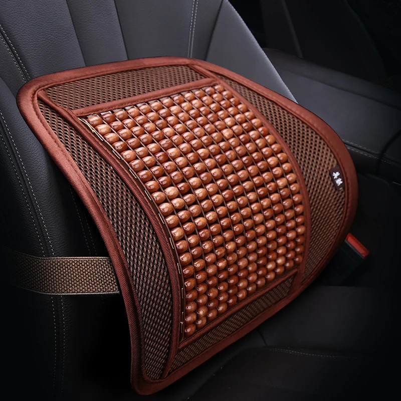 Wooden Bead Waist Support Cushion for Car Seat & Chair Back Massage Summer Use (5) Wooden Bead Waist Support Cushion for Car Seat & Chair Back Massage Summer Use - Image 1