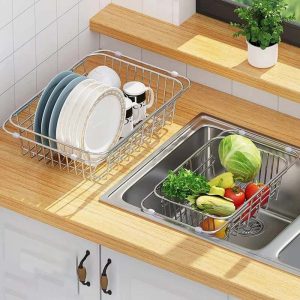 stainless steel telescopic sink drain rack