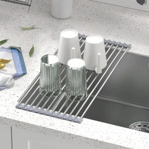 rollable stainless steel dish drying rack