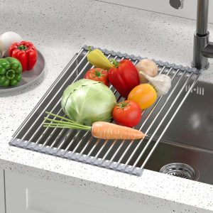 rollable stainless steel dish drying rack