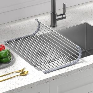 rollable stainless steel dish drying rack