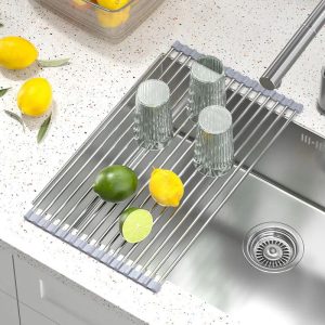 rollable stainless steel dish drying rack