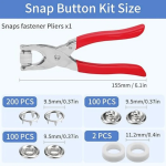 100 Sets 9.5mm Metal Snap Buttons with Plier Kit for DIY Sewing - Image 3