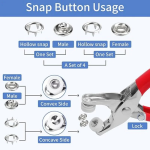 100 Sets 9.5mm Metal Snap Buttons with Plier Kit for DIY Sewing - Image 4